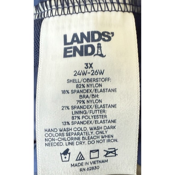 Lands End Swimsuit Womens 3X 24W-26W Plus Floral UPF 50 Print 1 Piece Ruched - Picture 5 of 8